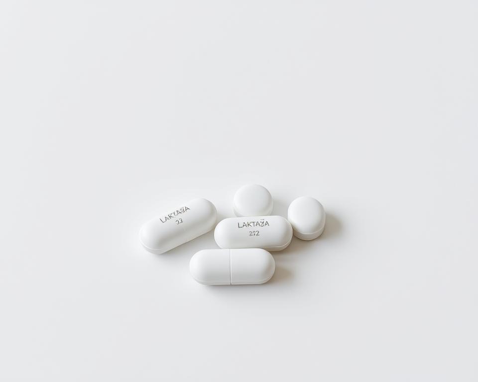 A close-up photograph of several white tablets or capsules labeled "лактаза" against a plain, light background. The tablets are arranged neatly, with precise spacing and alignment, conveying a sense of order and thoughtful presentation. The lighting is soft and even, highlighting the purity and clarity of the medication. The composition places the subject in the center, with ample negative space surrounding it to draw the viewer's focus. The overall mood is one of simplicity, precision, and emphasis on the essential details of the medication dosage. A close-up photograph of several white tablets or capsules labeled "лактаза" against a plain, light background. The tablets are arranged neatly, with precise spacing and alignment, conveying a sense of order and thoughtful presentation. The lighting is soft and even, highlighting the purity and clarity of the medication. The composition places the subject in the center, with ample negative space surrounding it to draw the viewer's focus. The overall mood is one of simplicity, precision, and emphasis on the essential details of the medication dosage.
