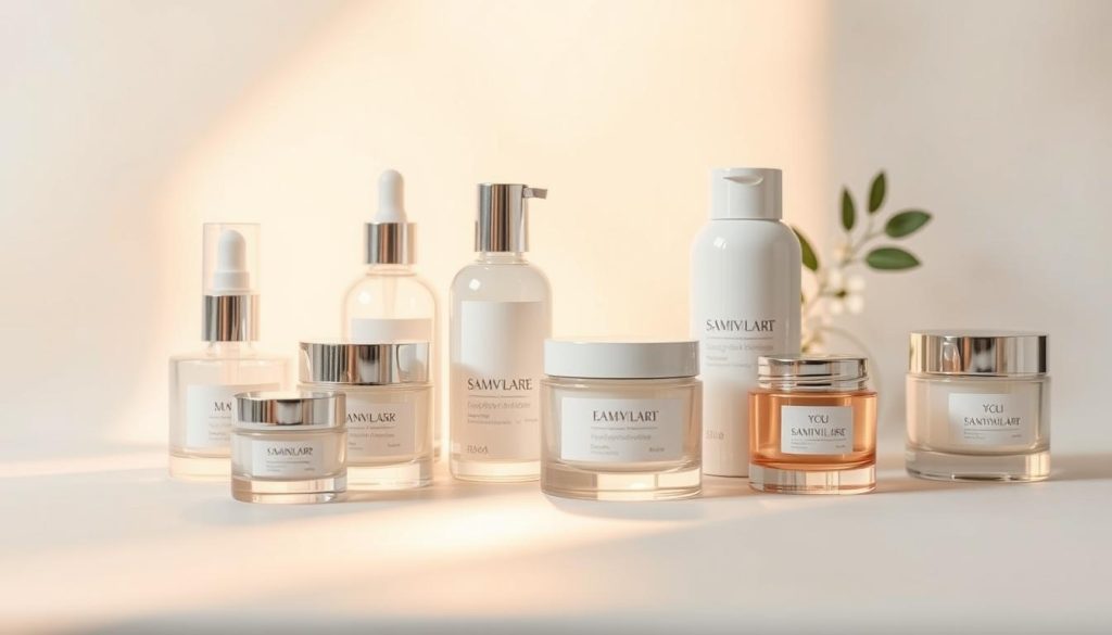 A luxurious and radiant close-up of pristine, glowing Korean skincare products, meticulously arranged on a soft, white background. Warm, directional lighting gently caresses the glass bottles and jars, revealing their sleek, minimalist designs and natural, vibrant colors. The composition emphasizes the purity, efficacy, and alluring simplicity of the Korean beauty regimen, conveying a sense of harmony, wellness, and skin rejuvenation. Subtle reflections and shadows add depth and dimension, while the overall mood is serene, sophisticated, and inviting, perfectly capturing the essence of "Korean Skincare: The Benefits for Healthy Skin." A luxurious and radiant close-up of pristine, glowing Korean skincare products, meticulously arranged on a soft, white background. Warm, directional lighting gently caresses the glass bottles and jars, revealing their sleek, minimalist designs and natural, vibrant colors. The composition emphasizes the purity, efficacy, and alluring simplicity of the Korean beauty regimen, conveying a sense of harmony, wellness, and skin rejuvenation. Subtle reflections and shadows add depth and dimension, while the overall mood is serene, sophisticated, and inviting, perfectly capturing the essence of "Korean Skincare: The Benefits for Healthy Skin."