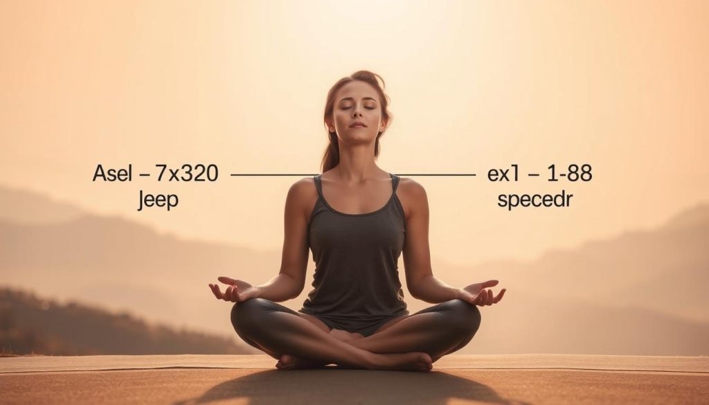 A peaceful and tranquil scene depicting the "breathing method 4-7-8" technique. In the foreground, a person sits cross-legged, their eyes closed in a serene meditative pose. The lighting is soft and warm, creating a calming atmosphere. The background features a serene landscape with rolling hills and a hazy sky, suggesting a sense of balance and harmony. The model's facial expression conveys a sense of focus and concentration as they inhale for 4 seconds, hold for 7 seconds, and exhale for 8 seconds, illustrating the technique's breath pattern. The overall composition evokes a feeling of relaxation and mindfulness. A peaceful and tranquil scene depicting the "breathing method 4-7-8" technique. In the foreground, a person sits cross-legged, their eyes closed in a serene meditative pose. The lighting is soft and warm, creating a calming atmosphere. The background features a serene landscape with rolling hills and a hazy sky, suggesting a sense of balance and harmony. The model's facial expression conveys a sense of focus and concentration as they inhale for 4 seconds, hold for 7 seconds, and exhale for 8 seconds, illustrating the technique's breath pattern. The overall composition evokes a feeling of relaxation and mindfulness.