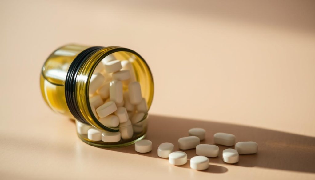 A glass bottle filled with vitamin D tablets, set against a light wooden surface. The bottle is highlighted by soft, warm lighting, casting gentle shadows that add depth and dimension. The tablets are arranged in a visually appealing manner, showcasing their shape and color. The background is slightly blurred, keeping the focus on the primary subject. The overall mood is one of simplicity and clarity, providing a clean, professional look suitable for an educational article on vitamin D dosage. A glass bottle filled with vitamin D tablets, set against a light wooden surface. The bottle is highlighted by soft, warm lighting, casting gentle shadows that add depth and dimension. The tablets are arranged in a visually appealing manner, showcasing their shape and color. The background is slightly blurred, keeping the focus on the primary subject. The overall mood is one of simplicity and clarity, providing a clean, professional look suitable for an educational article on vitamin D dosage.
