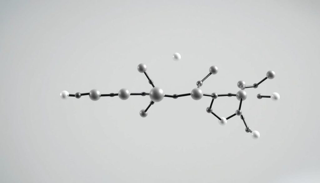 a highly detailed, scientific illustration of the molecular structure of tocotrienol, a type of vitamin E compound. the structure is shown from multiple angles, with crisp focus and precise rendering of the organic carbon skeleton, double bonds, and functional groups. the composition is balanced, with the molecule occupying the central focus against a plain, soft-focused background to emphasize the biochemical details. the lighting is even and natural, creating depth and shadow to accentuate the three-dimensional form. the overall mood is one of technical precision and scientific exploration, befitting the subject matter. a highly detailed, scientific illustration of the molecular structure of tocotrienol, a type of vitamin E compound. the structure is shown from multiple angles, with crisp focus and precise rendering of the organic carbon skeleton, double bonds, and functional groups. the composition is balanced, with the molecule occupying the central focus against a plain, soft-focused background to emphasize the biochemical details. the lighting is even and natural, creating depth and shadow to accentuate the three-dimensional form. the overall mood is one of technical precision and scientific exploration, befitting the subject matter.
