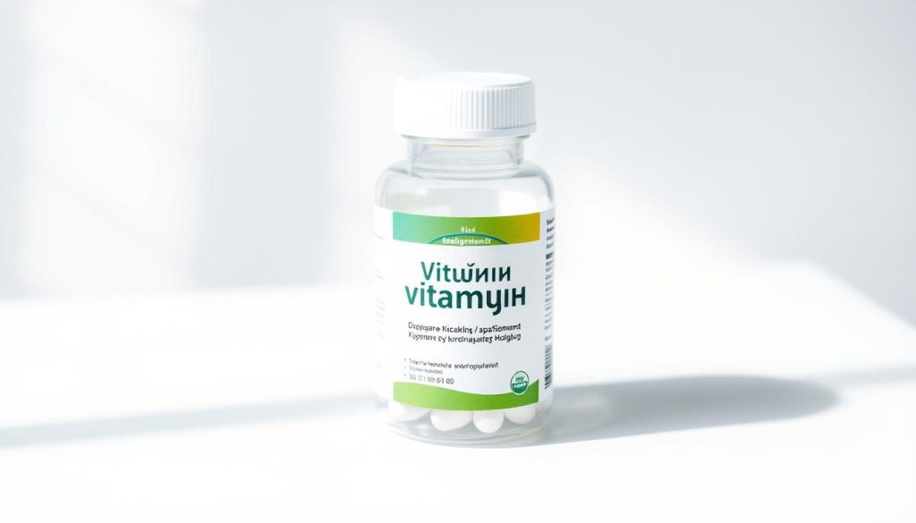 A well-lit, high-quality image of a bottle of vitamin D supplements with a clear label displaying the Ukrainian text "купити вітамін" against a clean, minimalist background. The bottle is placed in the center of the frame, with a soft, diffused lighting that highlights the product's details and packaging. The image has a professional, pharmaceutical-inspired aesthetic, conveying a sense of quality and trustworthiness suitable for an article about vitamin D prices in Ukrainian pharmacies.