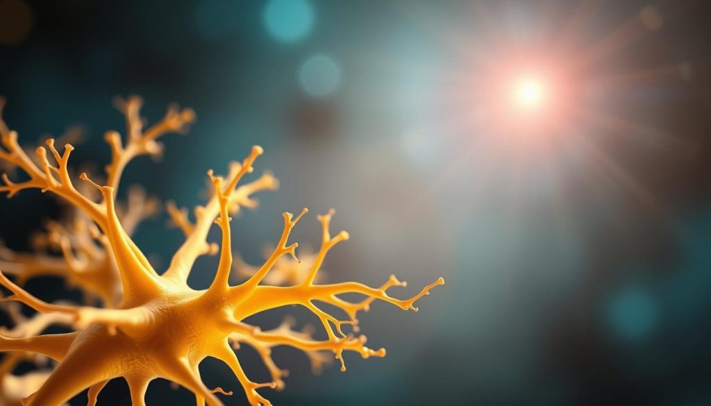 A well-lit, soft-focus image depicting the support and nourishment of the nervous system. In the foreground, a cluster of healthy, glowing nerve cells with intricate dendrites and axons. In the middle ground, a calming, blue-green backdrop representing the soothing, balancing effects of magnesium citrate. The background features a subtle, radiant energy field, symbolizing the revitalizing influence of this essential mineral on the body's electrical impulses and neurological function. The overall composition conveys a sense of harmony, vitality, and the restorative power of this targeted nutritional supplement. A well-lit, soft-focus image depicting the support and nourishment of the nervous system. In the foreground, a cluster of healthy, glowing nerve cells with intricate dendrites and axons. In the middle ground, a calming, blue-green backdrop representing the soothing, balancing effects of magnesium citrate. The background features a subtle, radiant energy field, symbolizing the revitalizing influence of this essential mineral on the body's electrical impulses and neurological function. The overall composition conveys a sense of harmony, vitality, and the restorative power of this targeted nutritional supplement.