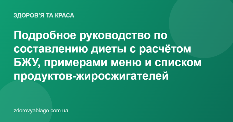 Подробное руководство по составлению диеты с расчётом БЖУ, примерами меню и списком продуктов-жиросжигателей