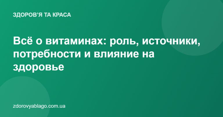 Всё о витаминах: роль, источники, потребности и влияние на здоровье